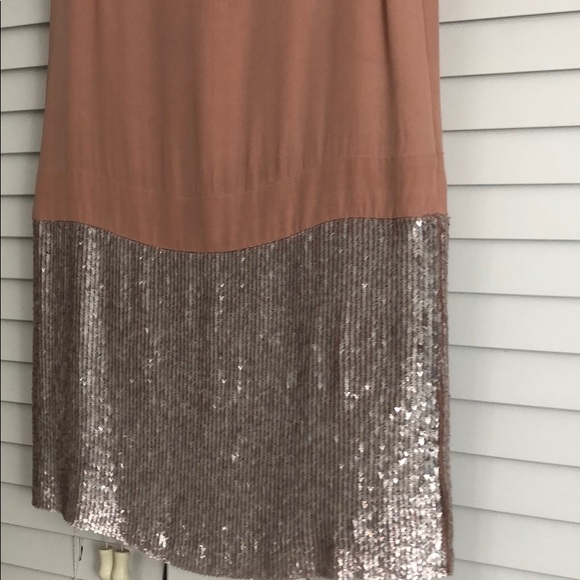 Peach sequin party dress 100% silk - Picture 2 of 4